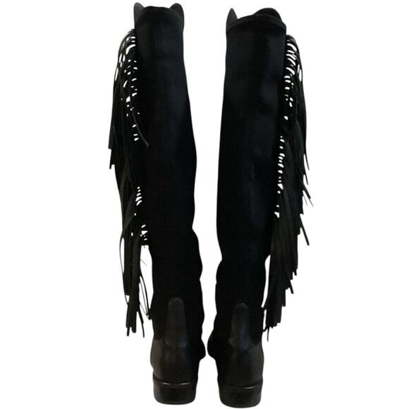 Stuart Weitzman 5050 Fringe Over The Knee Boot In Black Nappa Leather Size 7 - Picture 13 of 16